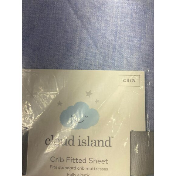 Cloud Island Crib Fitted Sheet Blue 28" X 52" Eco-Melange Waterless Color Oeko-T - Picture 3 of 5